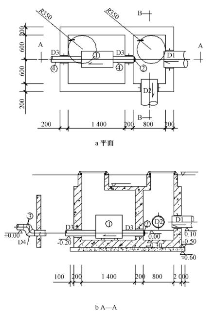 雨水初期棄流裝置的平面圖和剖面